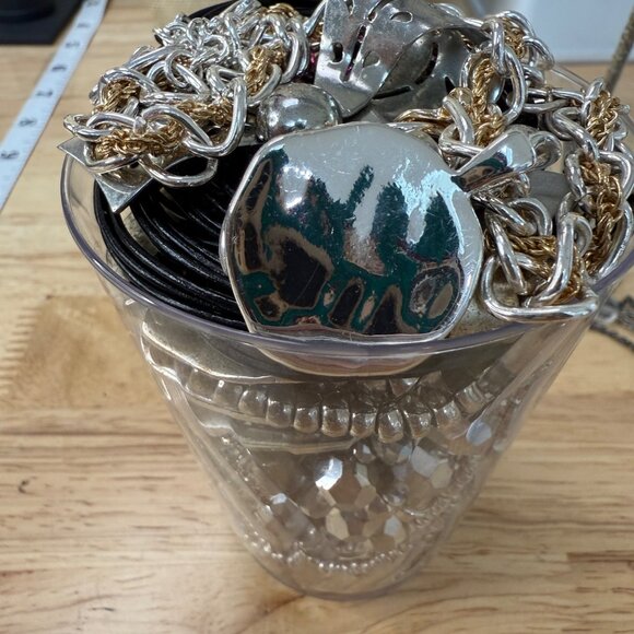 Mixed Jewelry Lot Wearable Silver & Gold Tone Chains Bracelets Necklaces Rings - Picture 5 of 14